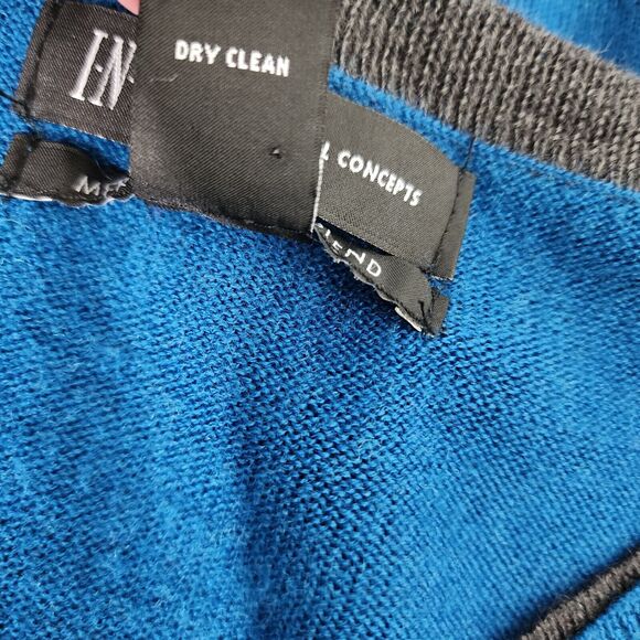 INC International Concepts Sweater Large Blue V Neck Pullover Merino Wool Blend - Picture 7 of 7